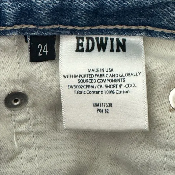 Edwin Cai Jean Shorts 4&quot; Distressed in Cool Size 24