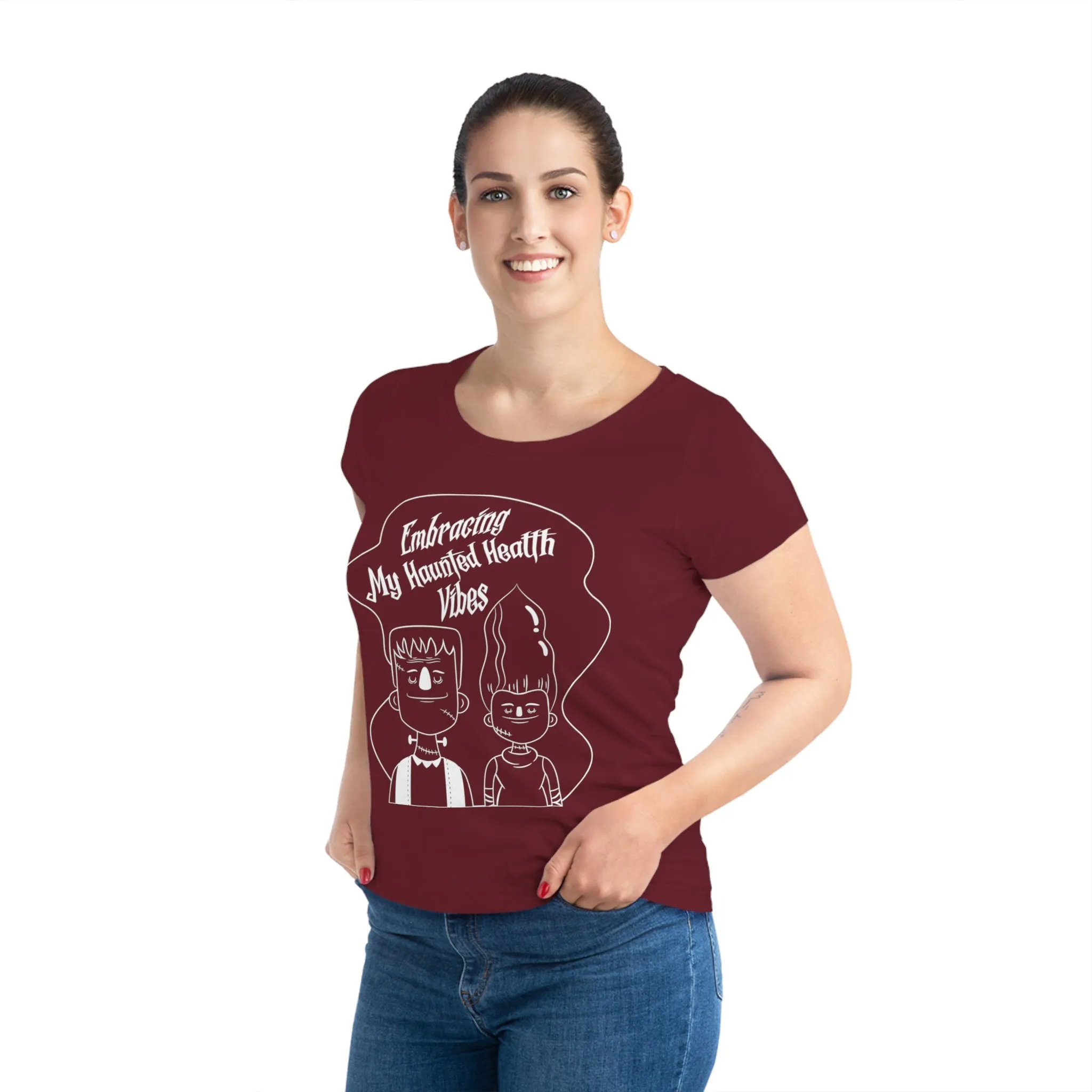 Embracing My Haunted Health Vibes, Women's Jazzer T-shirt (Dark), Printed