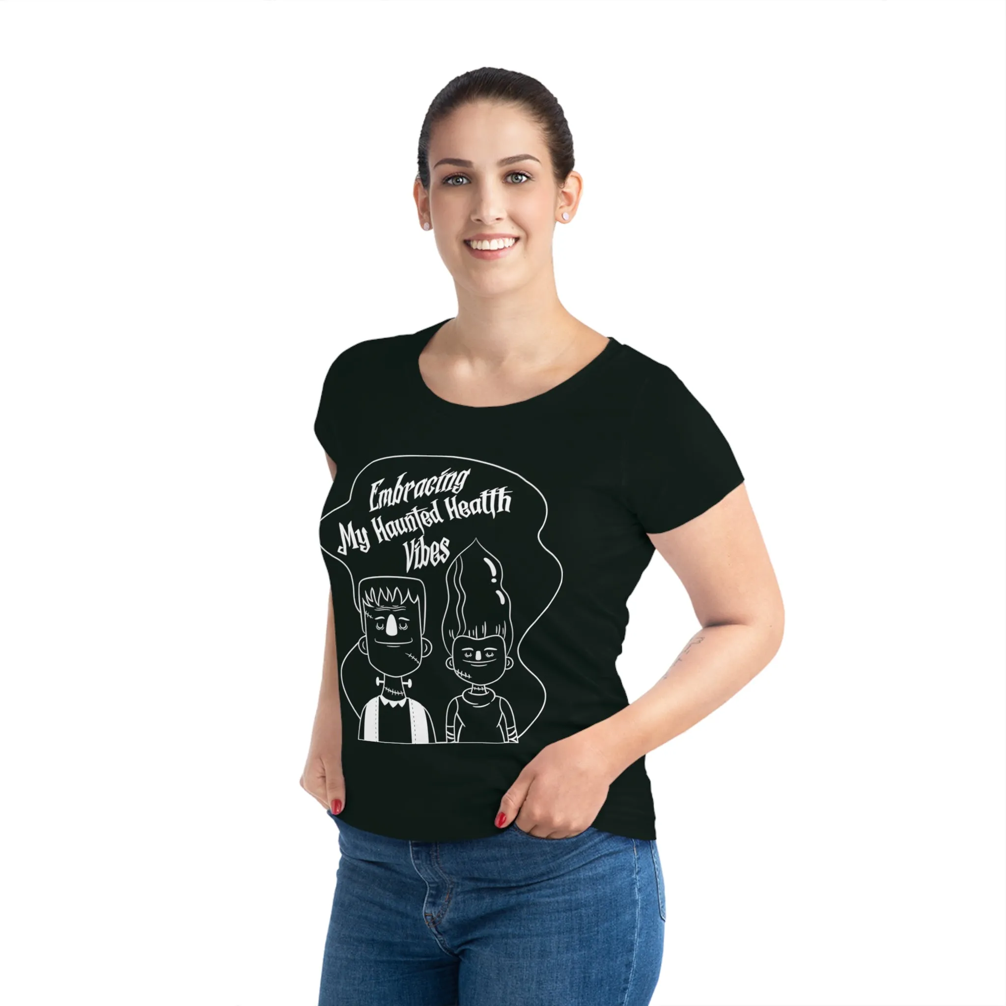 Embracing My Haunted Health Vibes, Women's Jazzer T-shirt (Dark), Printed