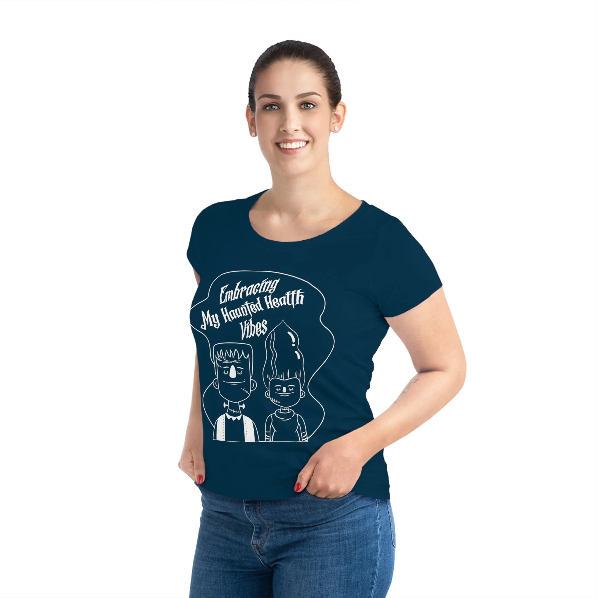Embracing My Haunted Health Vibes, Women's Jazzer T-shirt (Dark), Printed