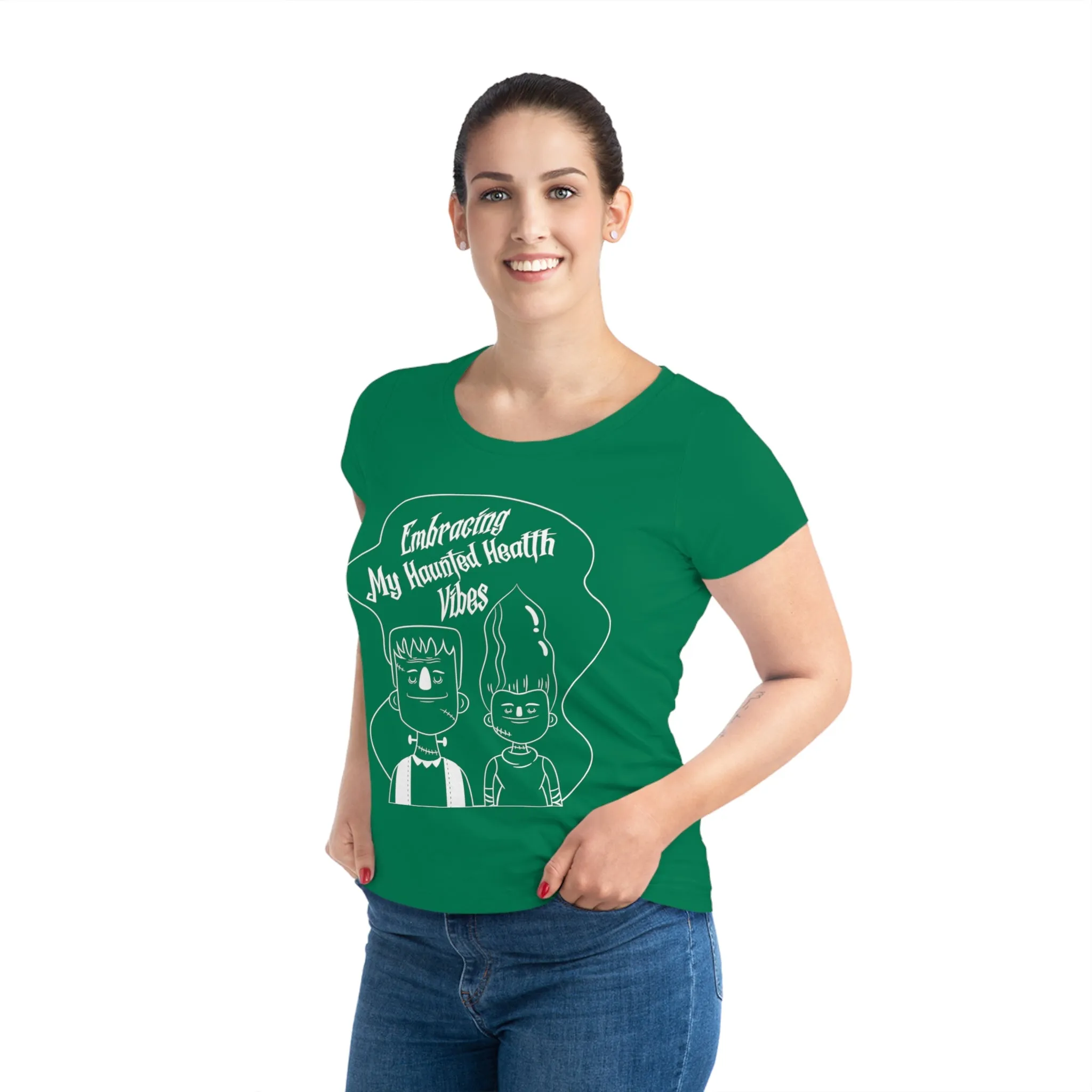 Embracing My Haunted Health Vibes, Women's Jazzer T-shirt (Dark), Printed