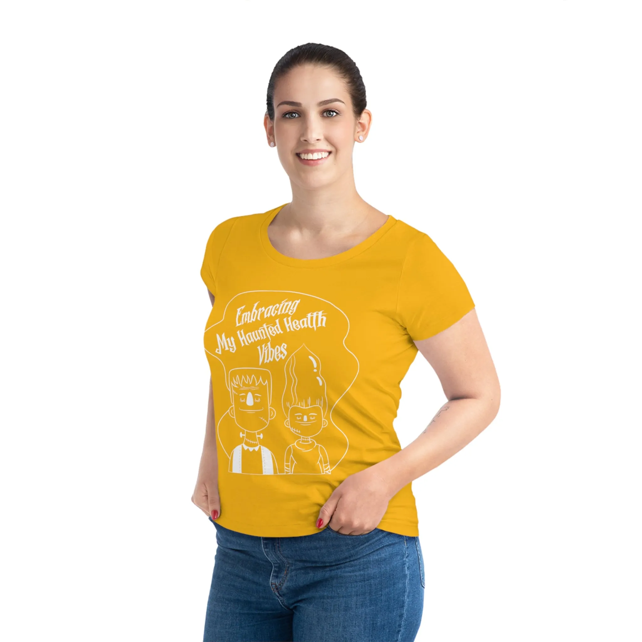 Embracing My Haunted Health Vibes, Women's Jazzer T-shirt (Dark), Printed