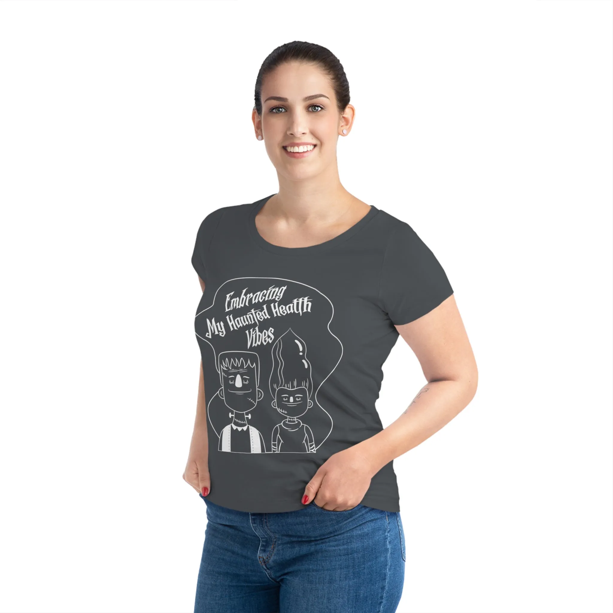 Embracing My Haunted Health Vibes, Women's Jazzer T-shirt (Dark), Printed