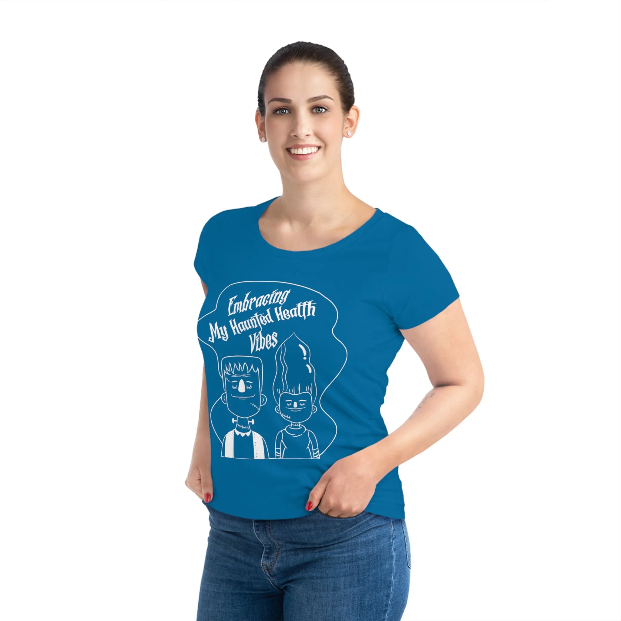 Embracing My Haunted Health Vibes, Women's Jazzer T-shirt (Dark), Printed