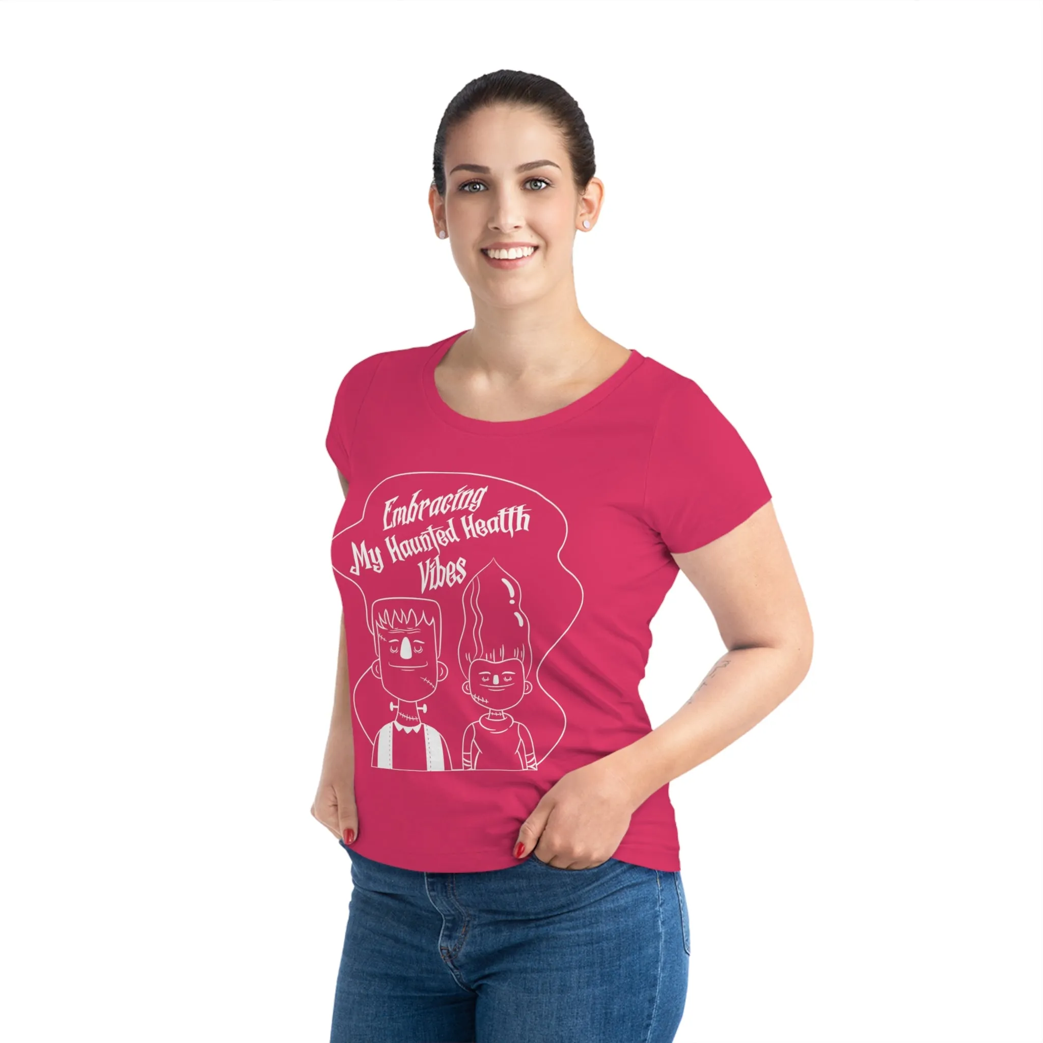 Embracing My Haunted Health Vibes, Women's Jazzer T-shirt (Dark), Printed