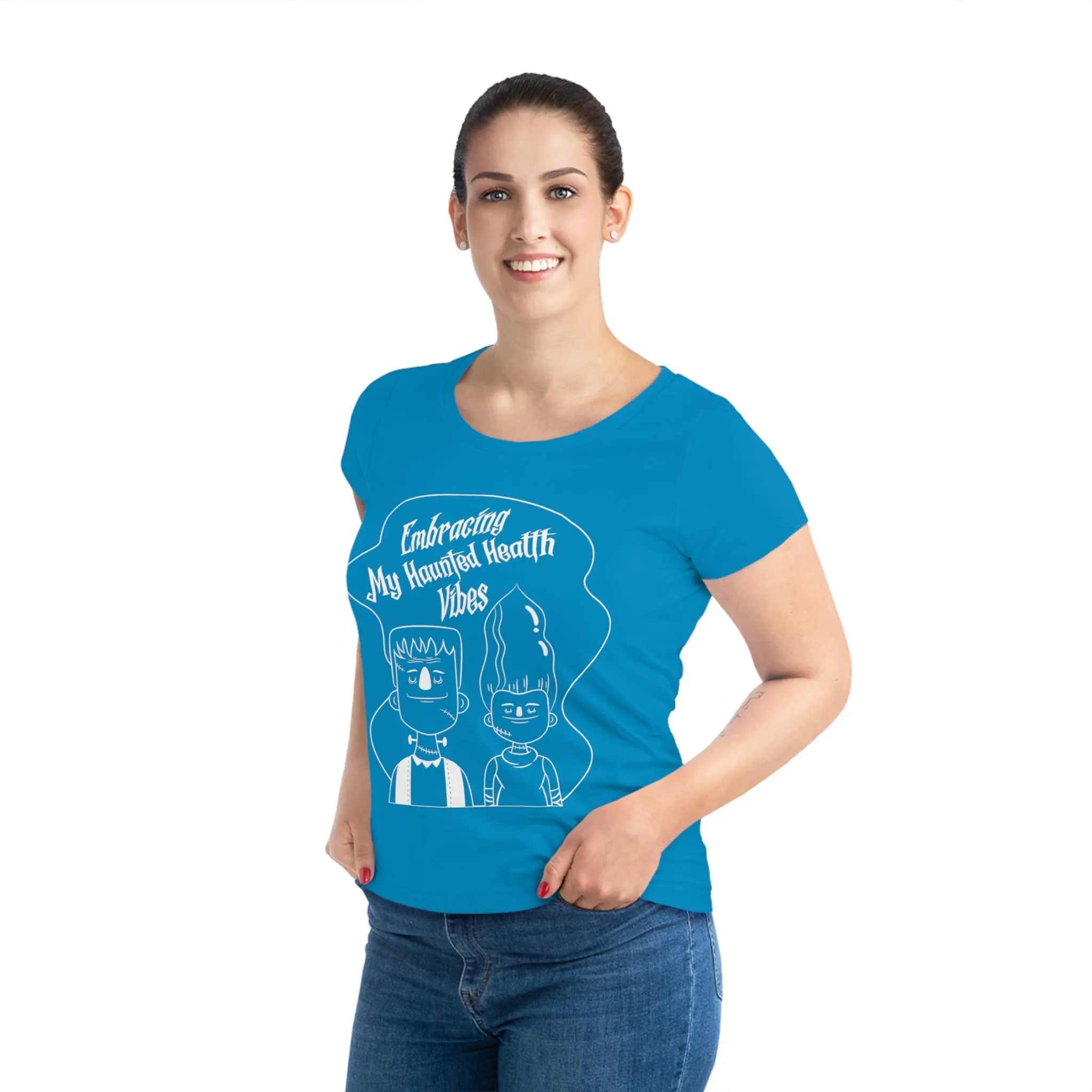 Embracing My Haunted Health Vibes, Women's Jazzer T-shirt (Dark), Printed