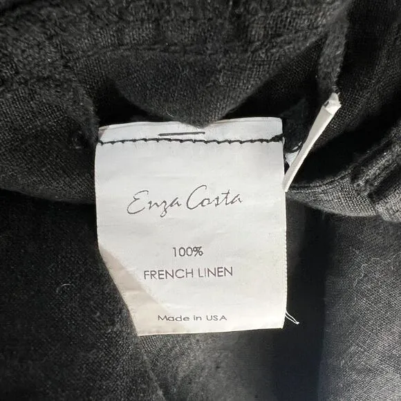 Enza Costa Shorts Womens 2 Black French Linen Classic Staple