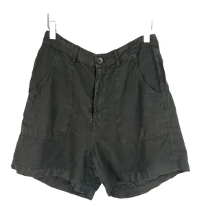 Enza Costa Shorts Womens 2 Black French Linen Classic Staple