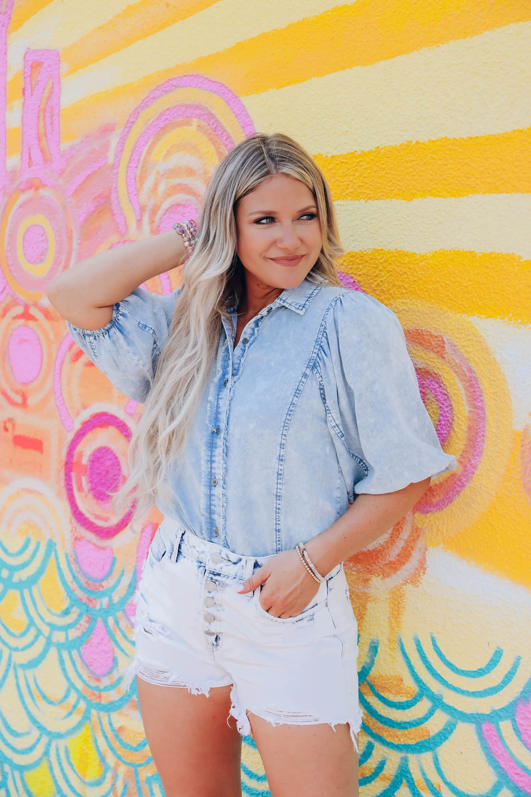 Esmeray Acid Denim Shorts