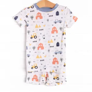 Farmer in the Dell Bamboo Pajama Short Set, Blue