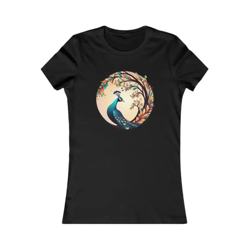 Feminine Peacock Tee for Favorite Fit Ladies