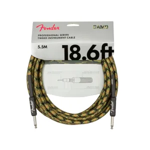 Fender Professional Series Instrument Cable, 18.6inch Straight/Straight, Woodland Camo