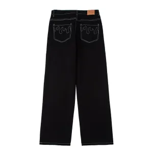 Flame Embroidery Jeans