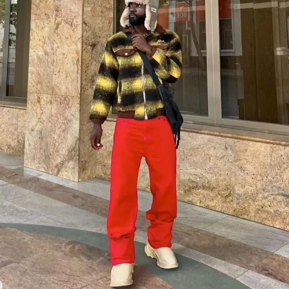 Flame Embroidery Jeans