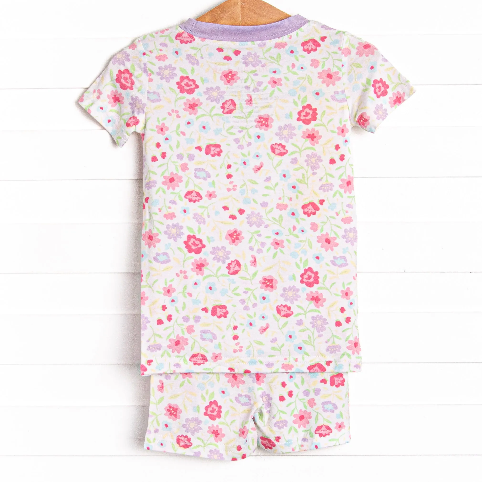 Floral Party Bamboo Pajama Short Set, Purple