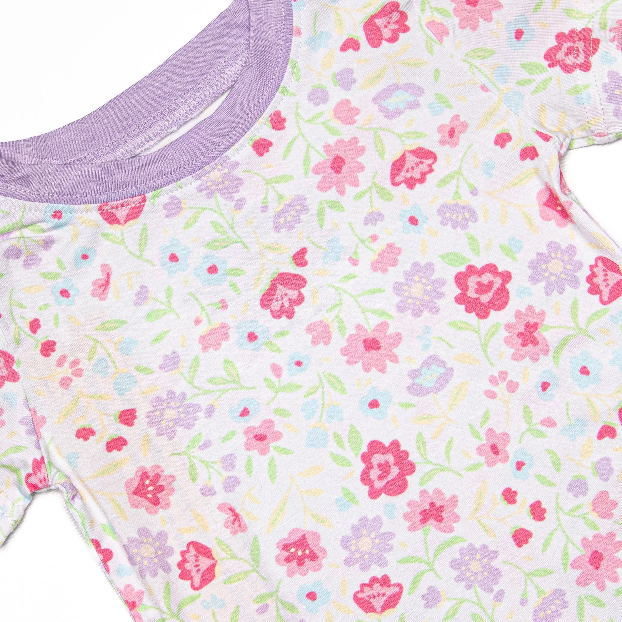 Floral Party Bamboo Pajama Short Set, Purple
