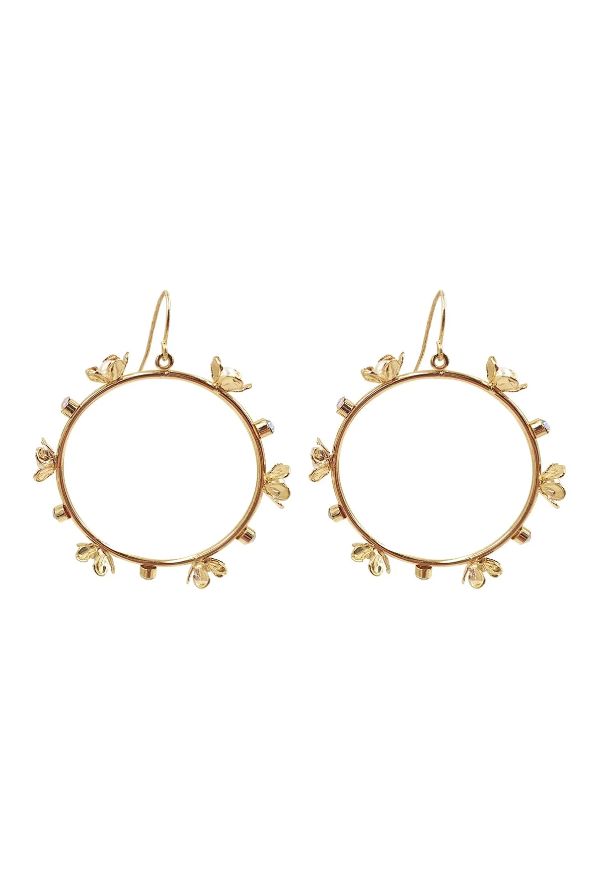 FLOWER PEARL RHINESTONE EARRINGS