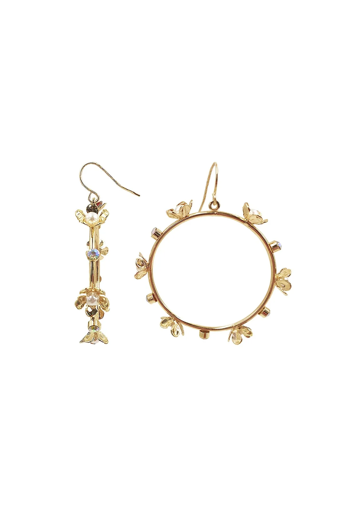 FLOWER PEARL RHINESTONE EARRINGS