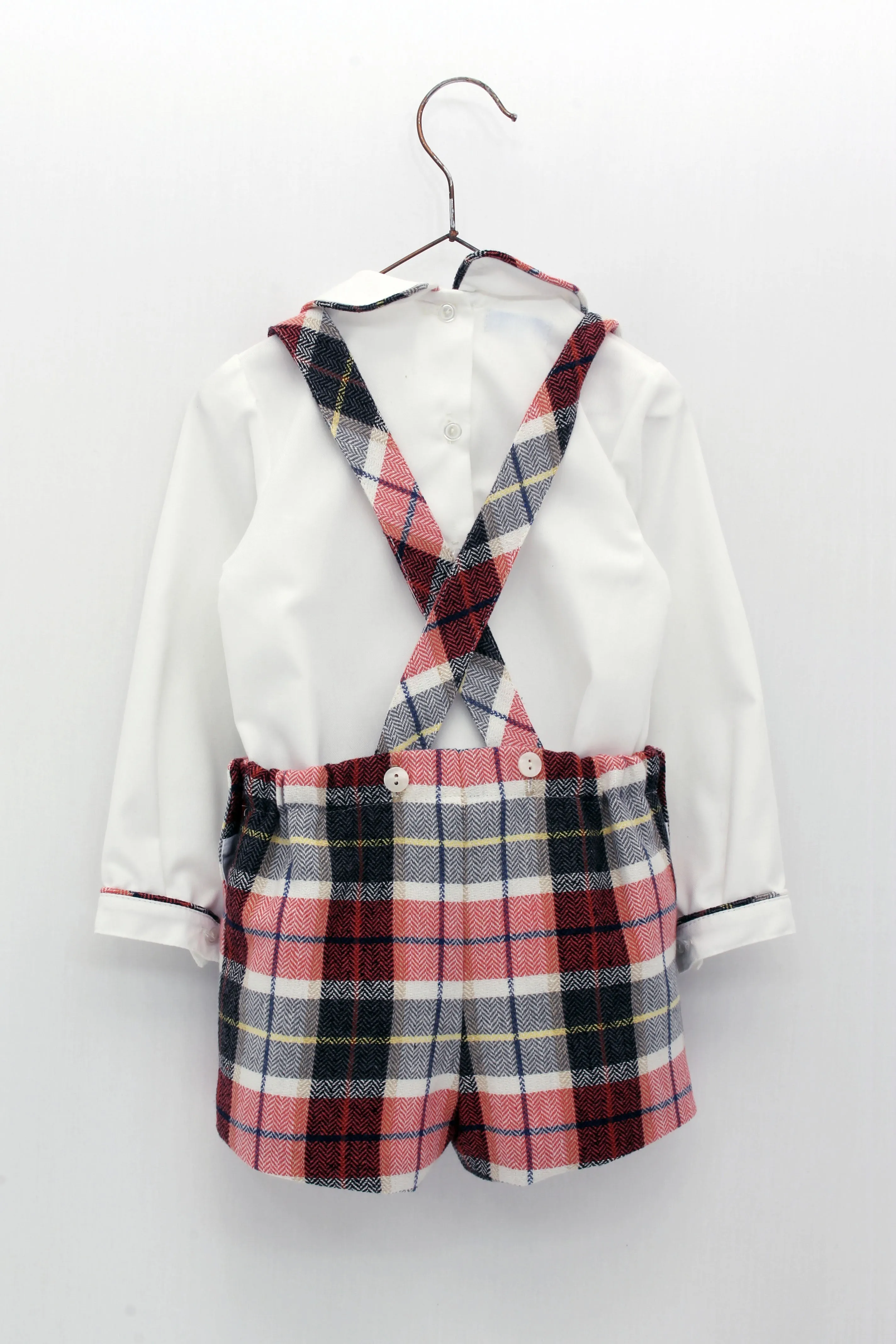 FOQUE Beige & Red Check Baby Boys Shorts Set - CLEARANCE SALE