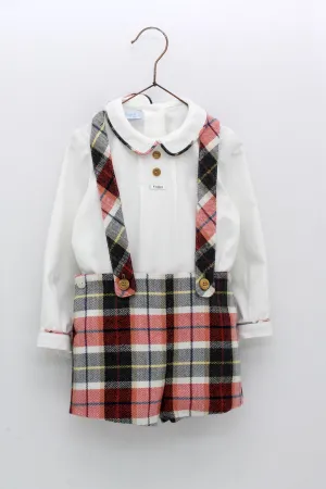FOQUE Beige & Red Check Baby Boys Shorts Set - CLEARANCE SALE