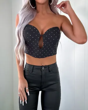 Forever Radiant Studded Cutout Bustier - Black