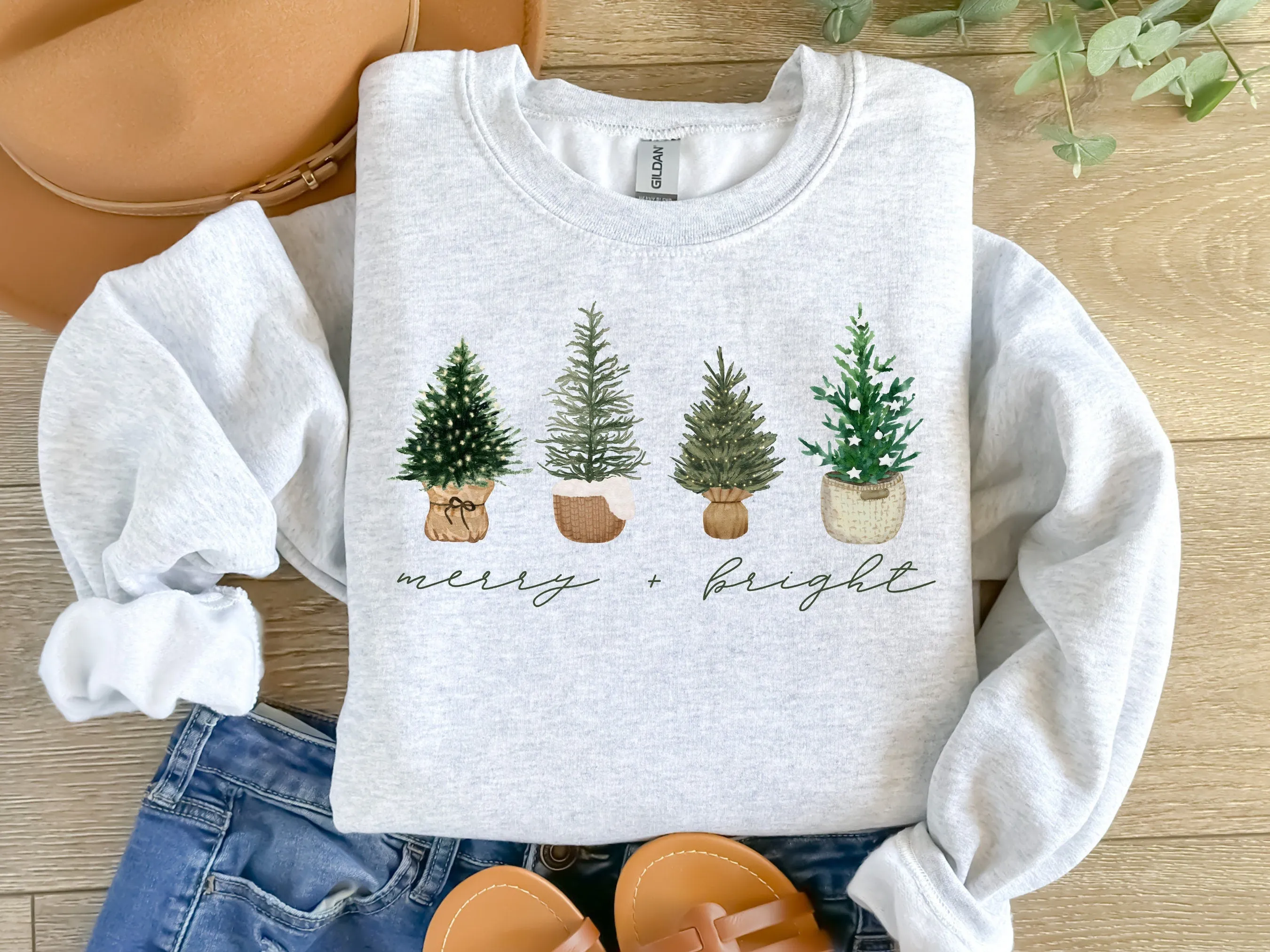 Four Basket Tree Womens Christmas Sweatshirt