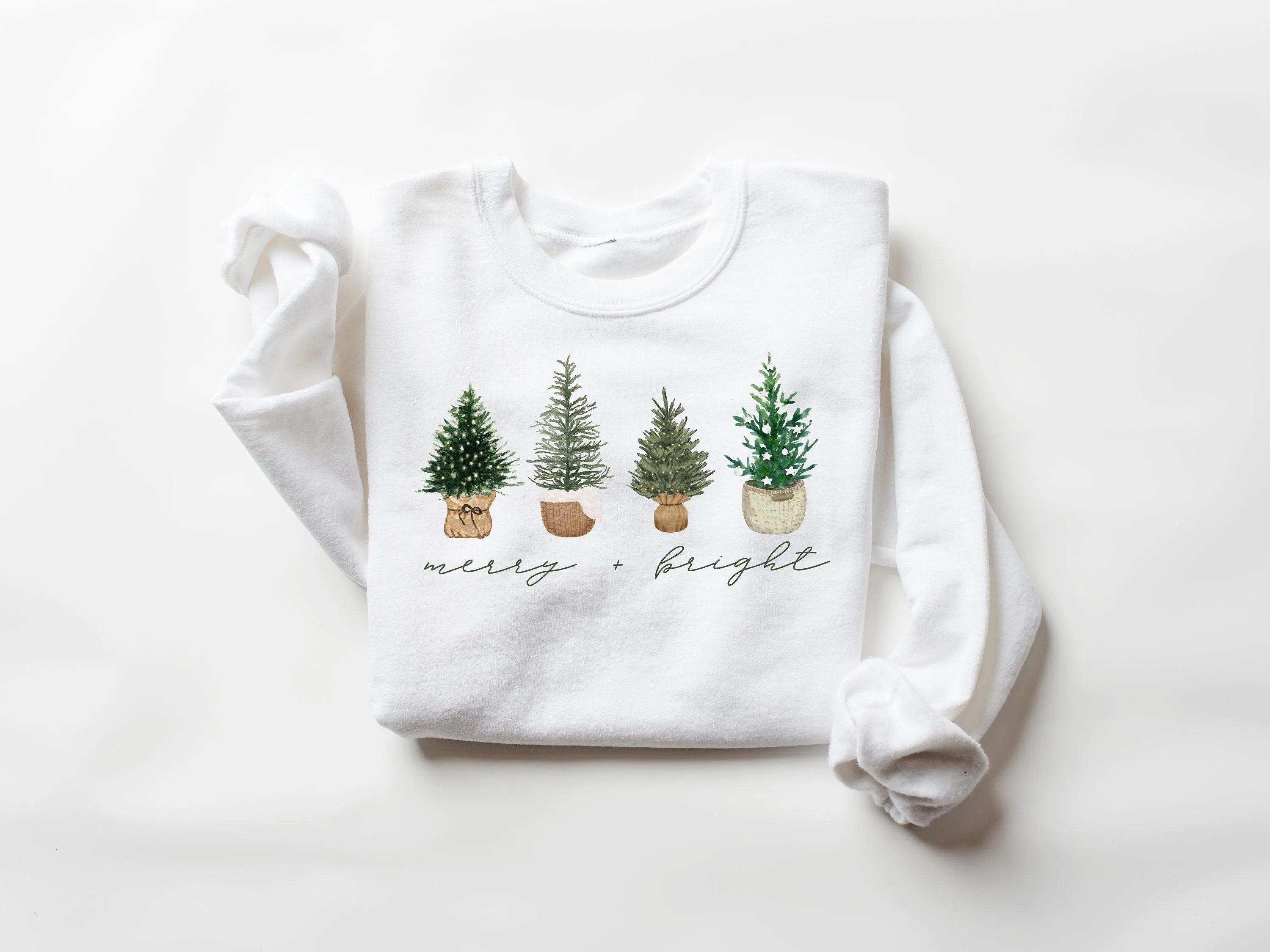 Four Basket Tree Womens Christmas Sweatshirt