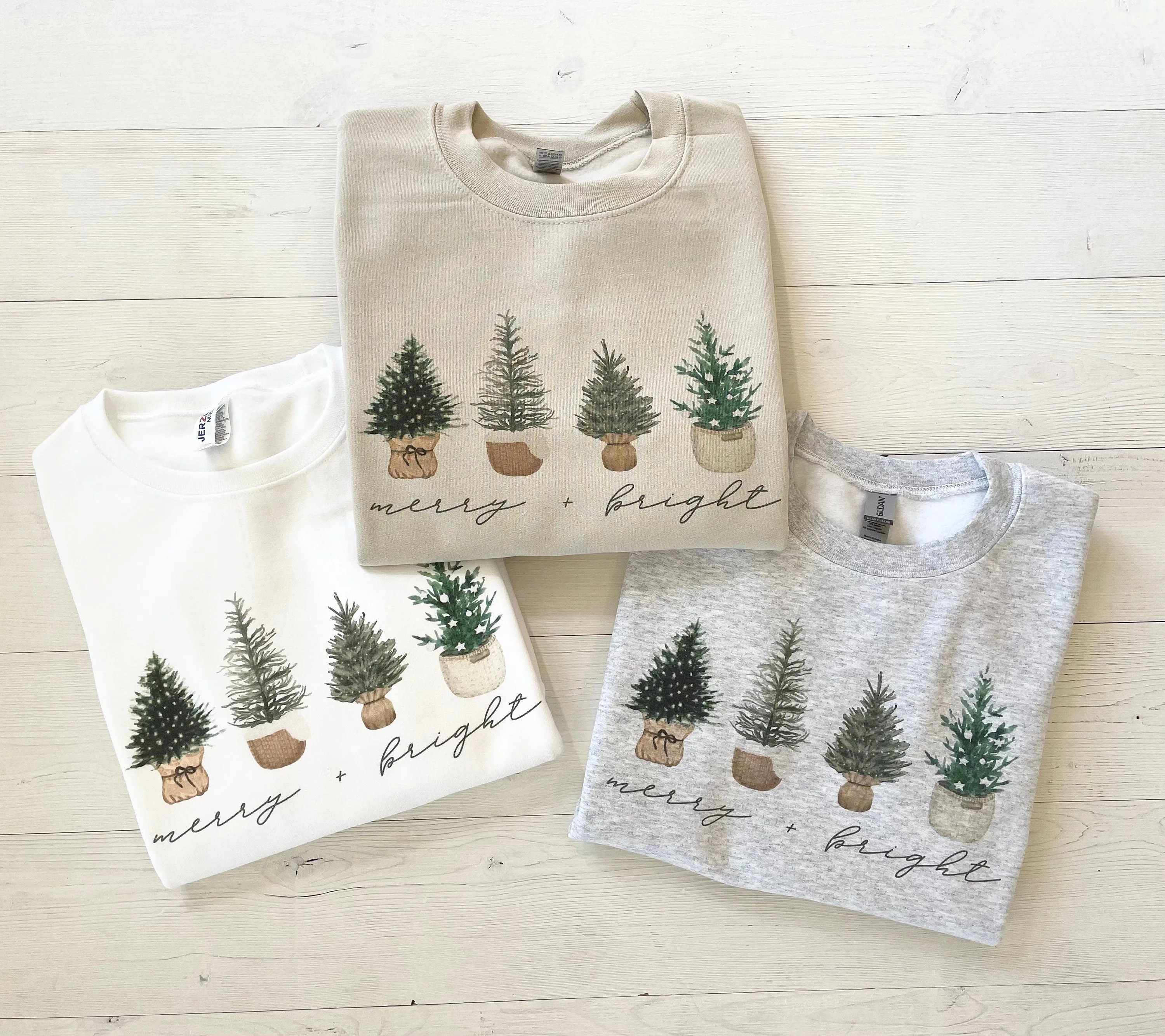 Four Basket Tree Womens Christmas Sweatshirt