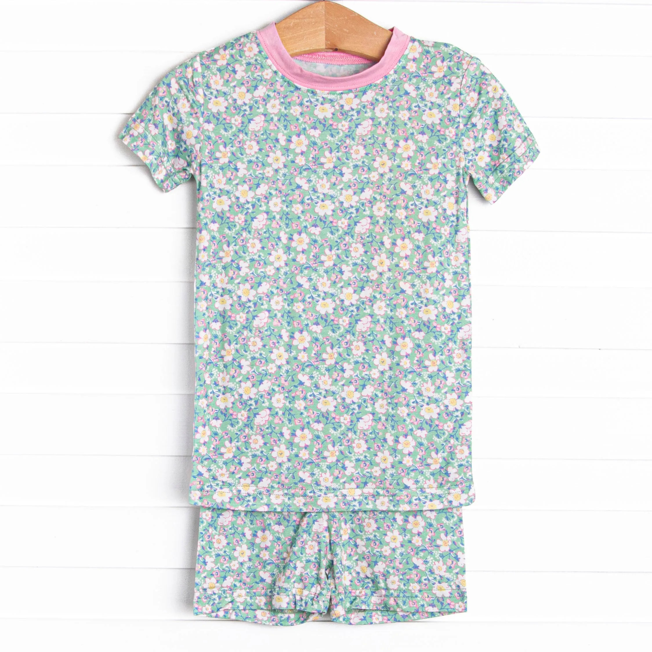 Gardenia Garden Bamboo Pajama Short Set, Green