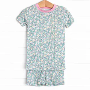 Gardenia Garden Bamboo Pajama Short Set, Green