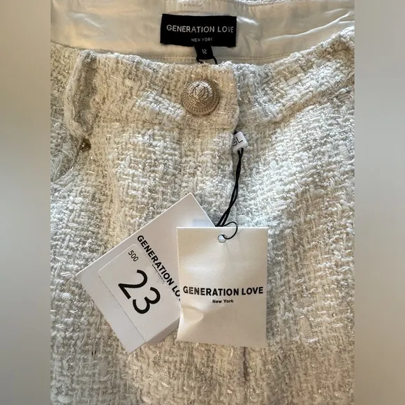 Generation Love Devyn Tweed Shorts CREAM SZ 12
