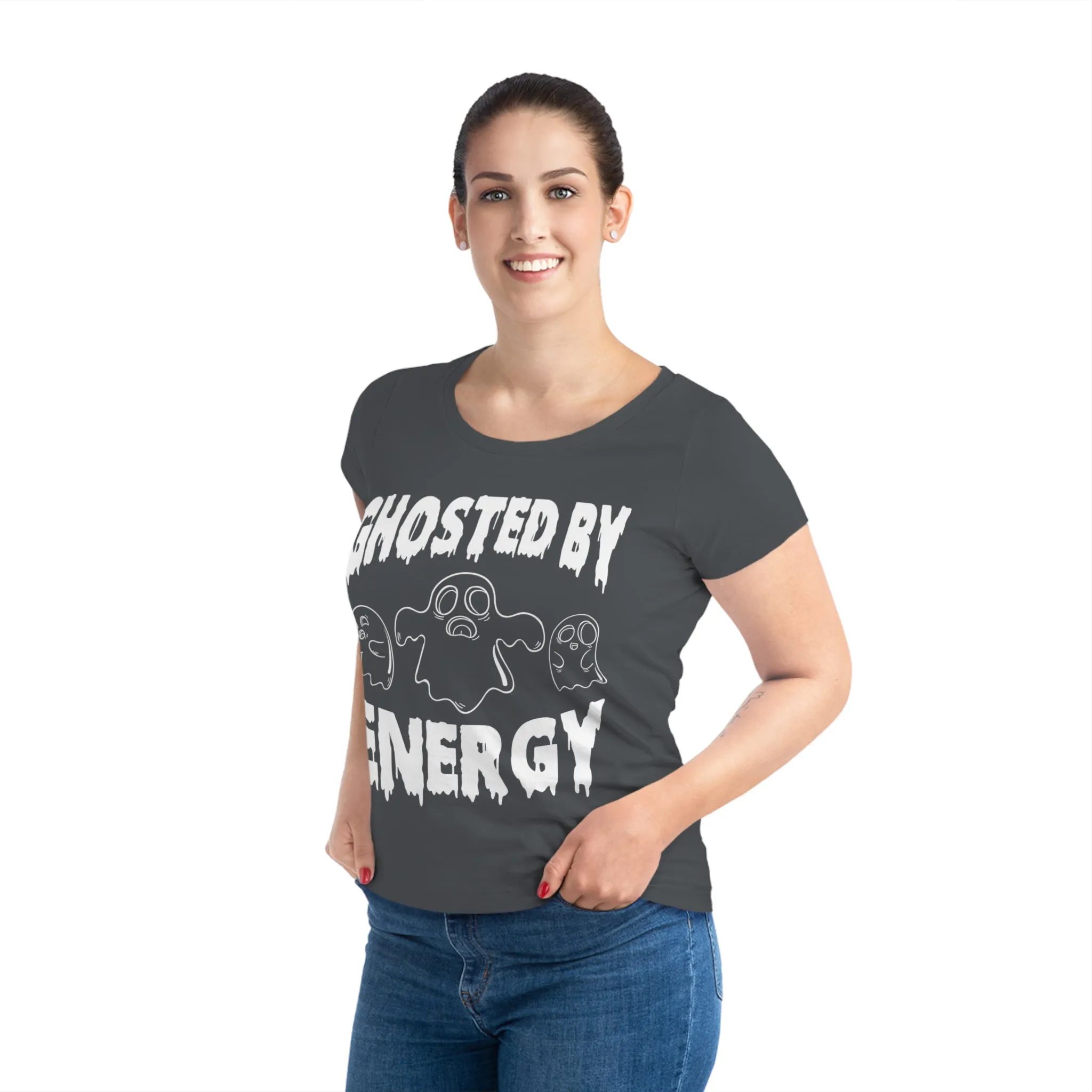 Ghosted by Energy with Spooky Ghosts, Women's Jazzer T-shirt (Dark), Printed