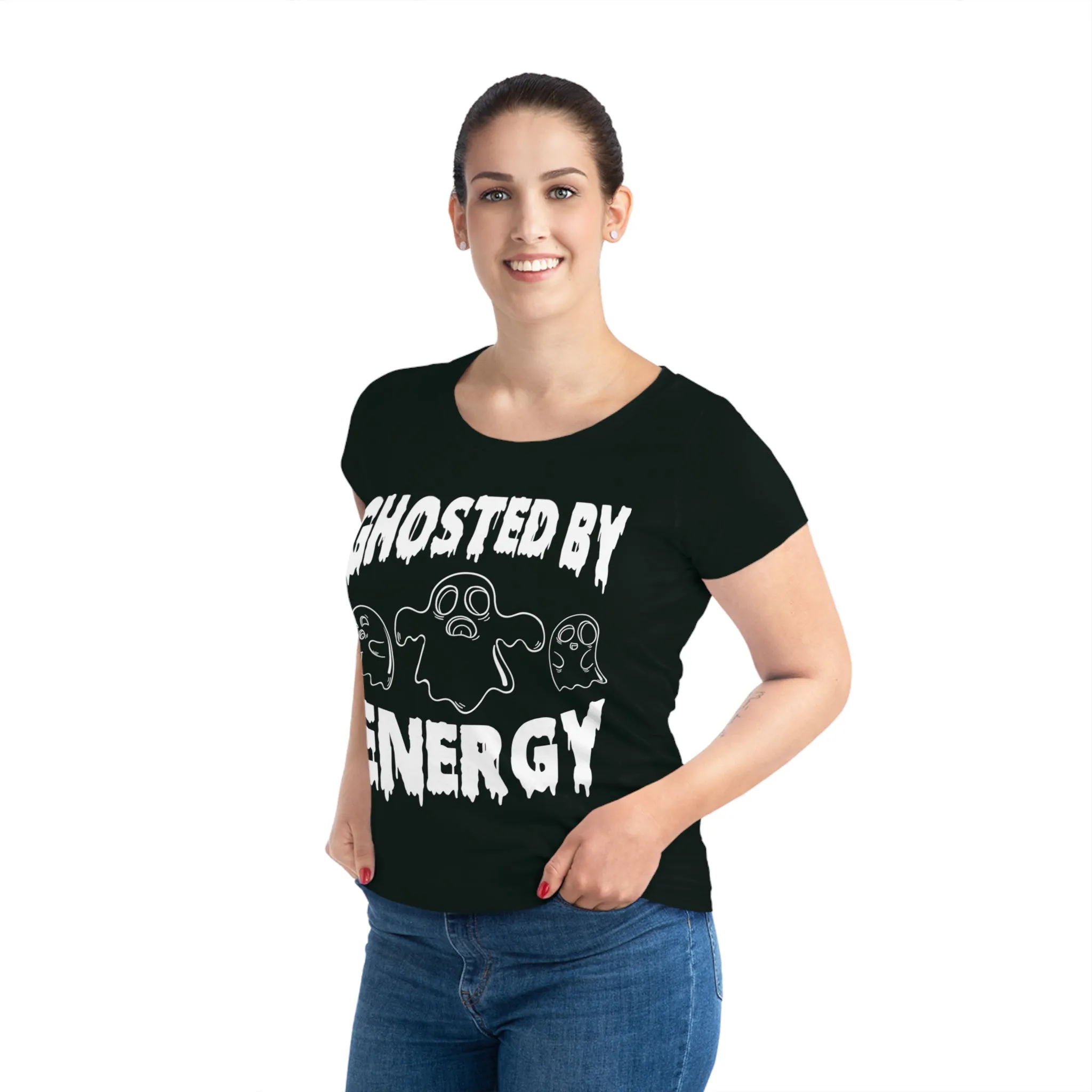 Ghosted by Energy with Spooky Ghosts, Women's Jazzer T-shirt (Dark), Printed