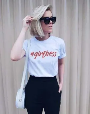 Girl Boss Letter Printed T-Shirt For Bossy Women