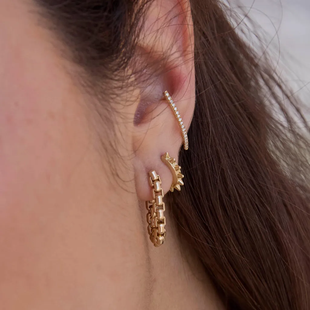 Gold Spiked Hinged Huggie Hoops