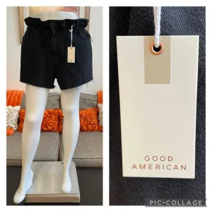 ❣️🆕Good American Paperbag-Waist Black Denim Shorts❣️