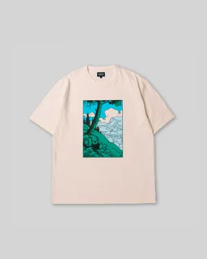GRAPHIQUE - Hand Printed T-Shirt - Natural ''Green Valley''