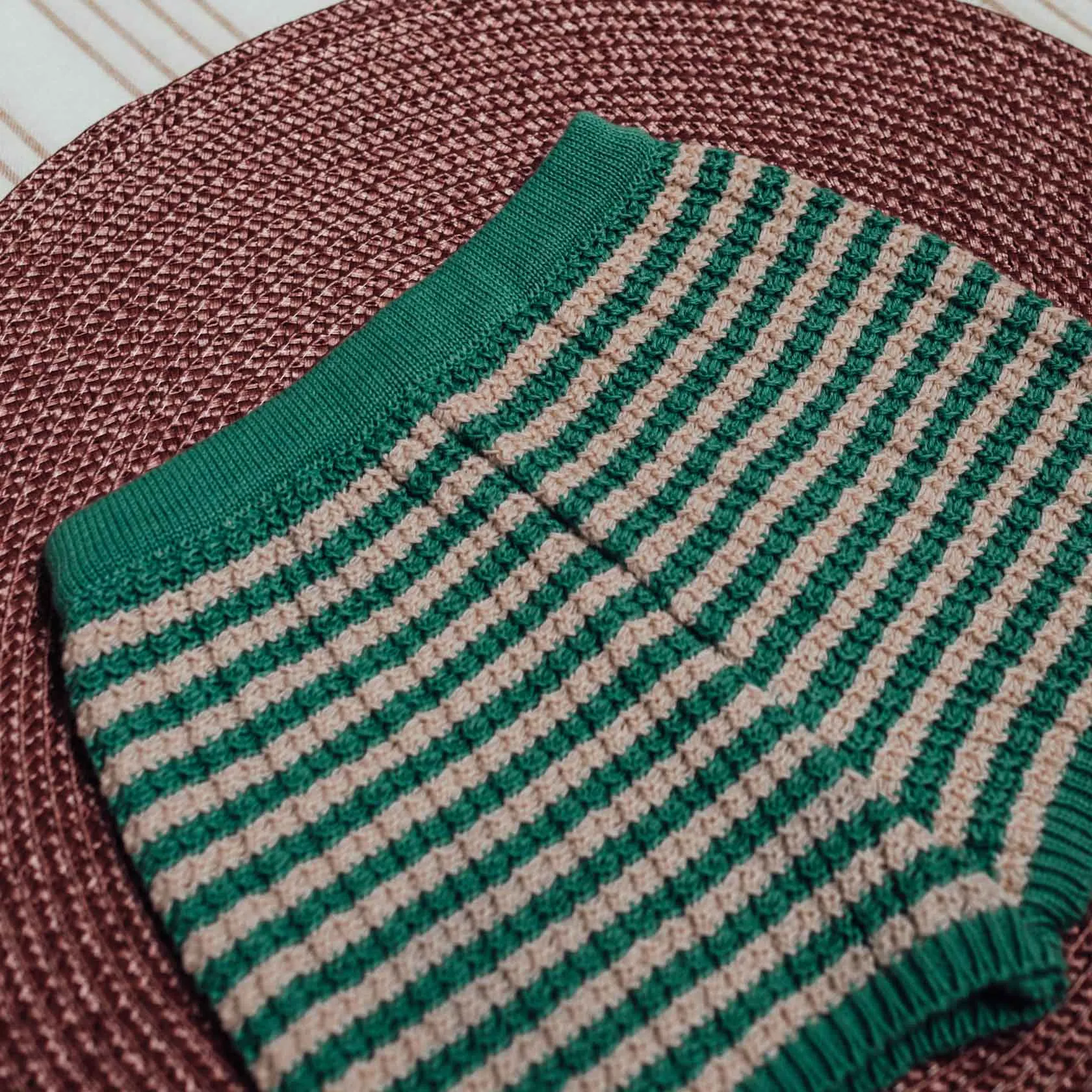 Green And Pink Stripe Shorts by Birinit Petit