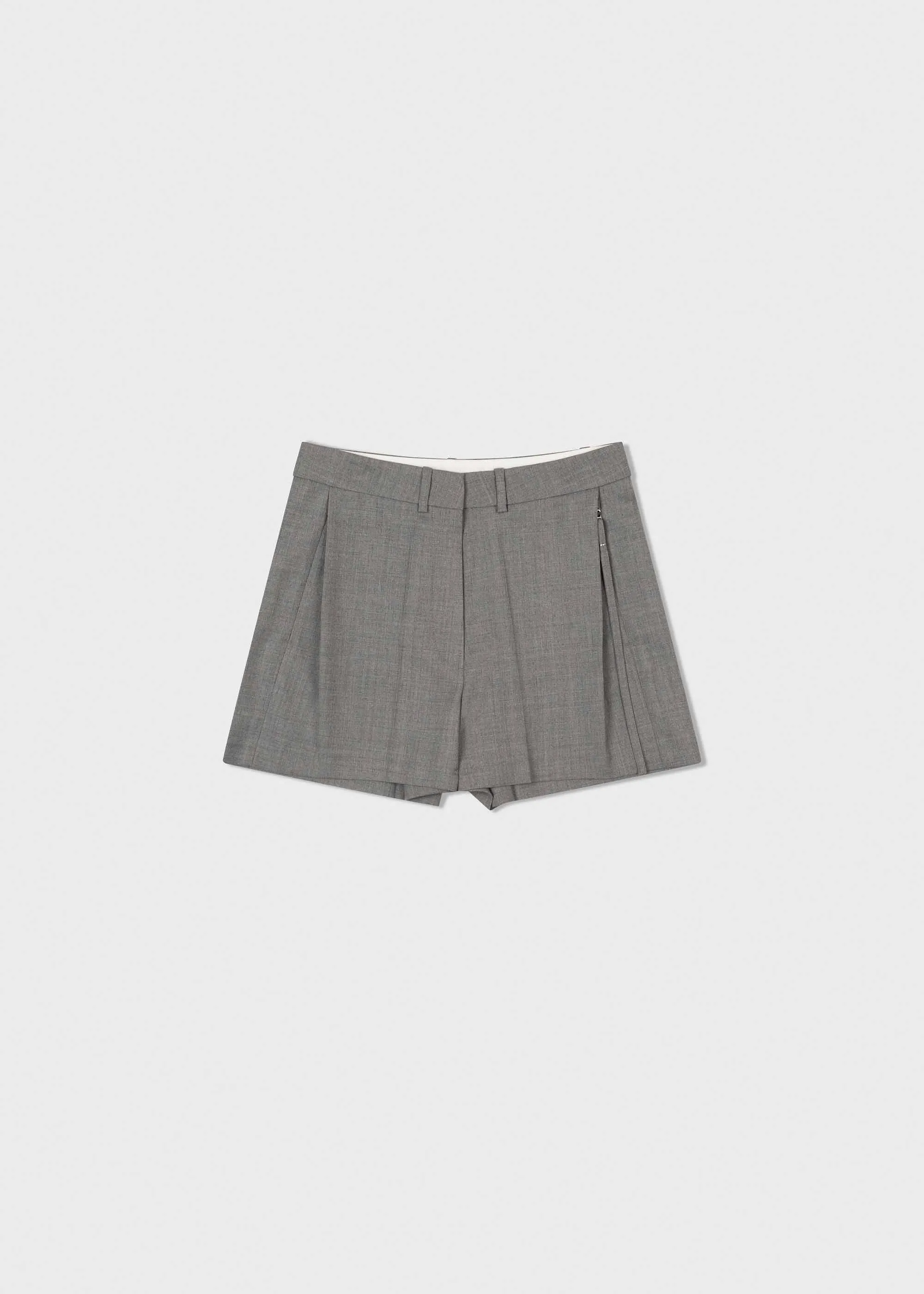 Grey Pleated Shorts