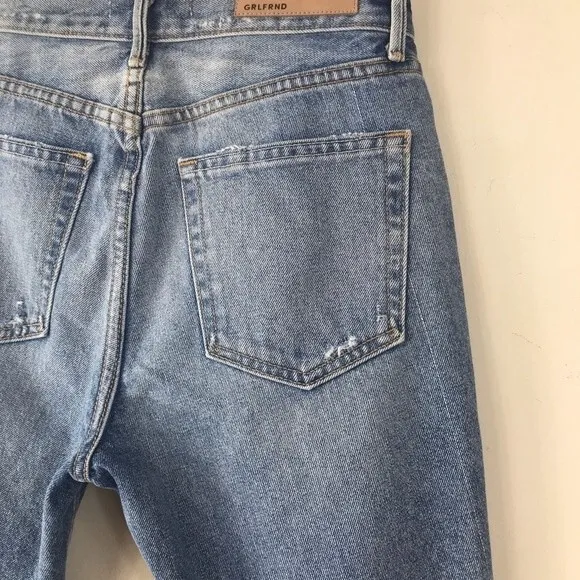 Grlfrnd Beverly One For The Road Denim Long Bermuda Boyfriend Jean Shorts 26
