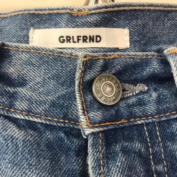 Grlfrnd Beverly One For The Road Denim Long Bermuda Boyfriend Jean Shorts 26