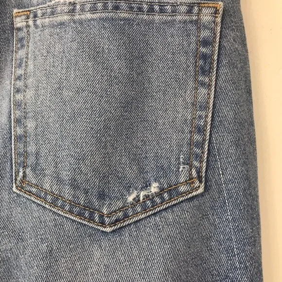 Grlfrnd Beverly One For The Road Denim Long Bermuda Boyfriend Jean Shorts 26