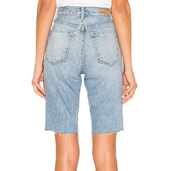 Grlfrnd Beverly One For The Road Denim Long Bermuda Boyfriend Jean Shorts 26