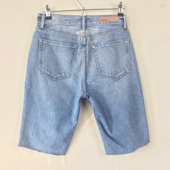 Grlfrnd Beverly One For The Road Denim Long Bermuda Boyfriend Jean Shorts 26