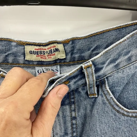 Guess vintage, y2k high-rise cuffed hemline denim shorts 30