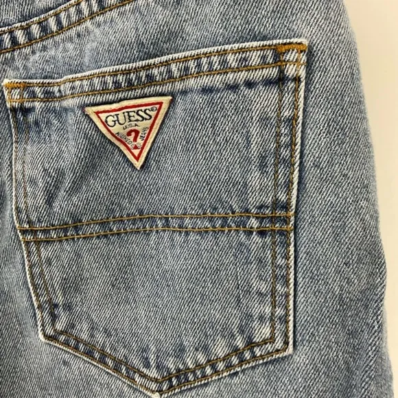 Guess vintage, y2k high-rise cuffed hemline denim shorts 30