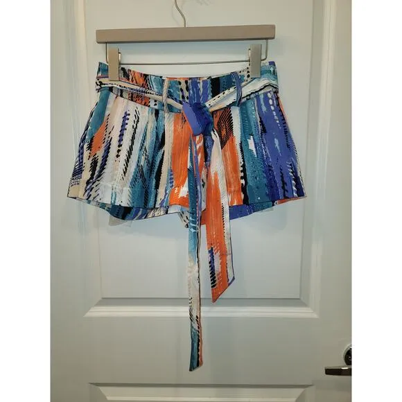Guess Women's Multicolor Pleated Shorts with Belt
