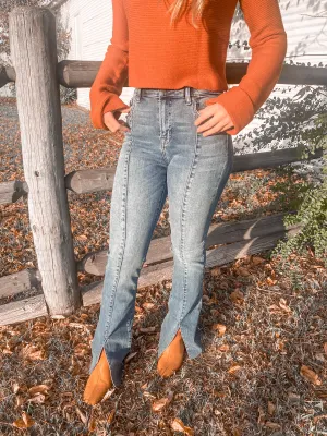 Happi High Rise Flare w/Front Slit