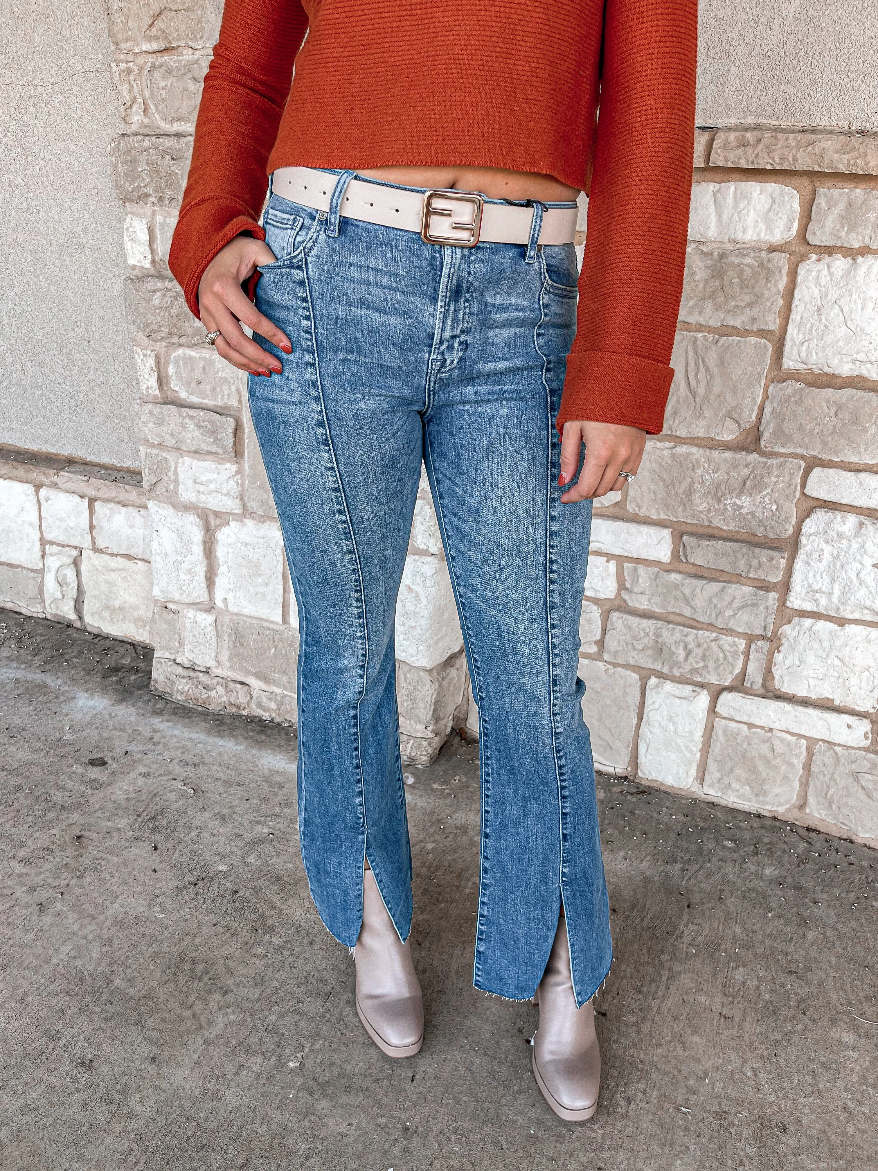 Happi High Rise Flare w/Front Slit