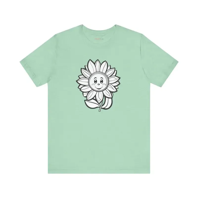 Happy Flower Short Sleeve Tee with Comfy Cotton